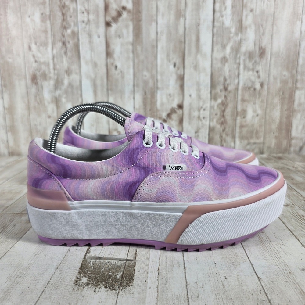 Vans Era Stacked Purple Pink Psychedelic Swirl Platform‎ Sneakers Womens 9.5